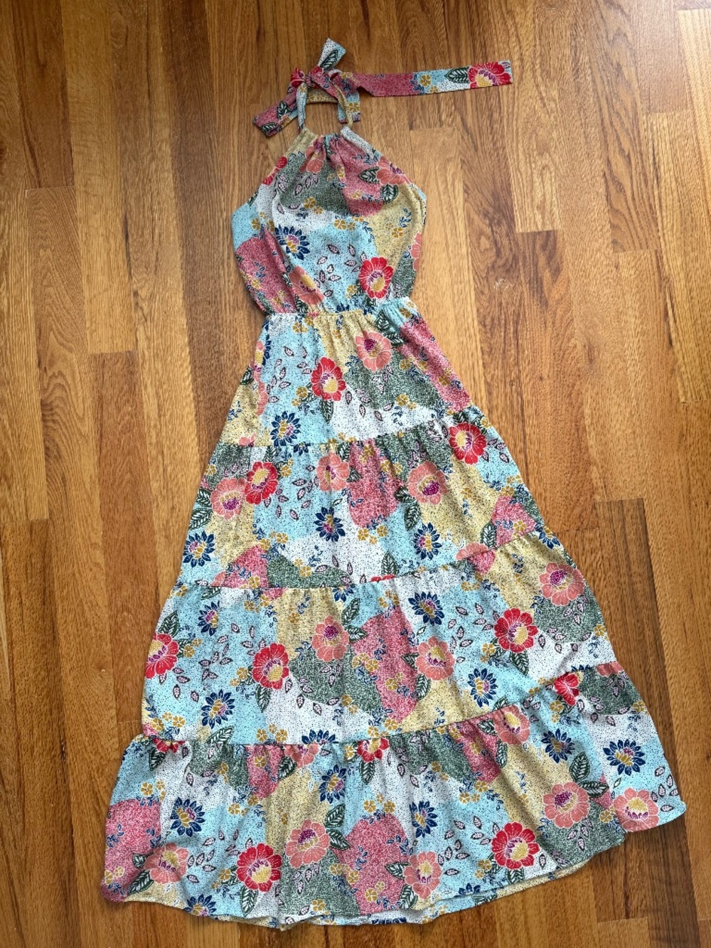 Monteau Floral Maxi Halter Dress | size Small